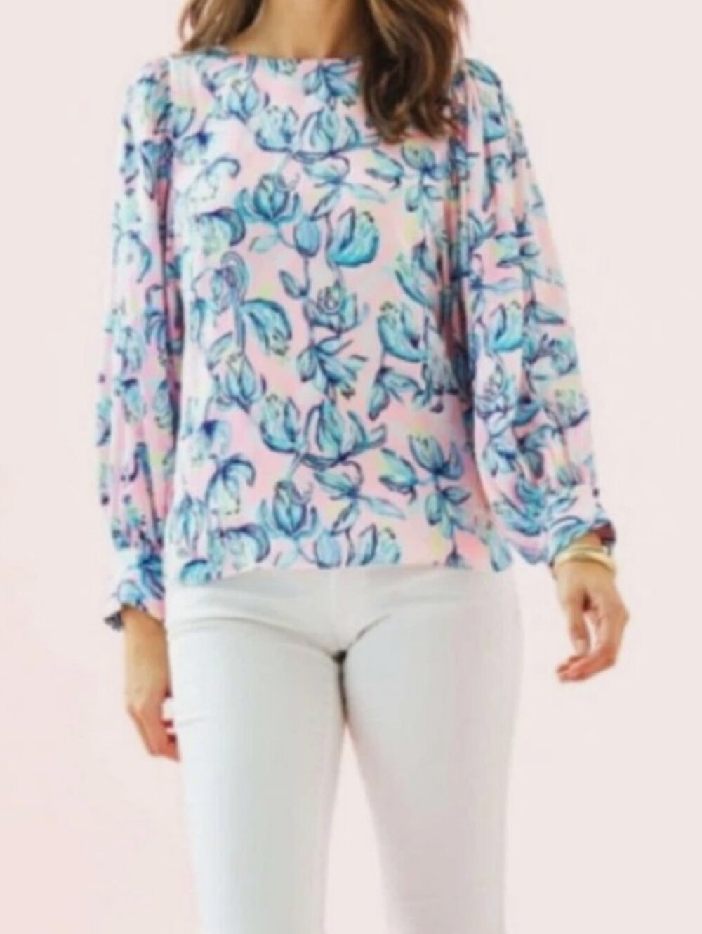 Lilly Pulitzer Pink and Blue Floral Blouse